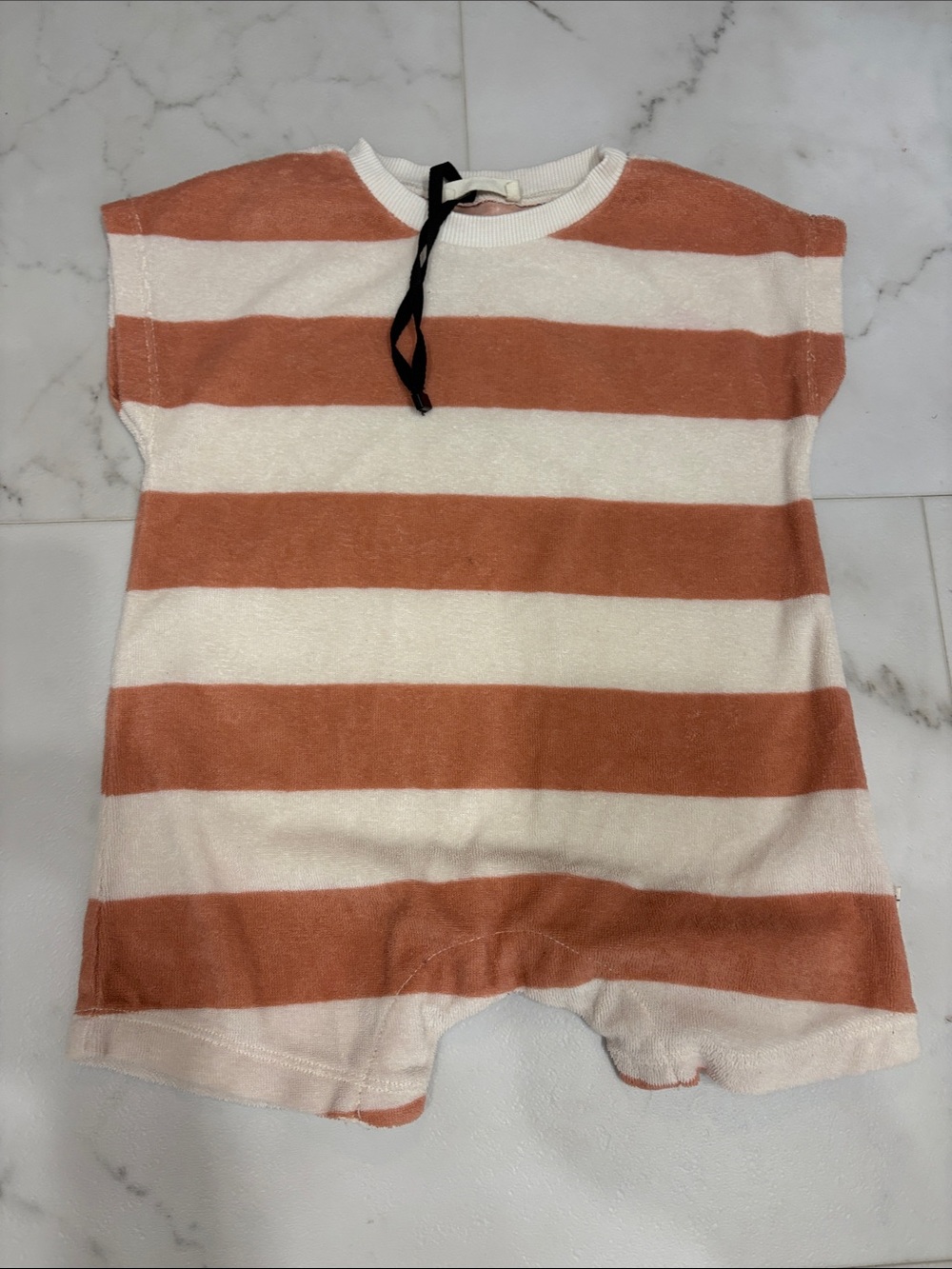 Adorable Striped rust and Cream Kids One-Piece Bodysuit by 1 + in the family 18
